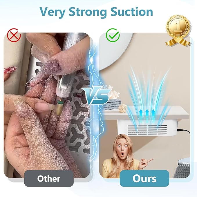 LIONVISON Nail Dust Collector For Salons: Manicure Pedicure Tool for Beginners DIY Nail Tech - Reusable Filter Fan Dust Suction Machine For Home-BrightBean Baby
