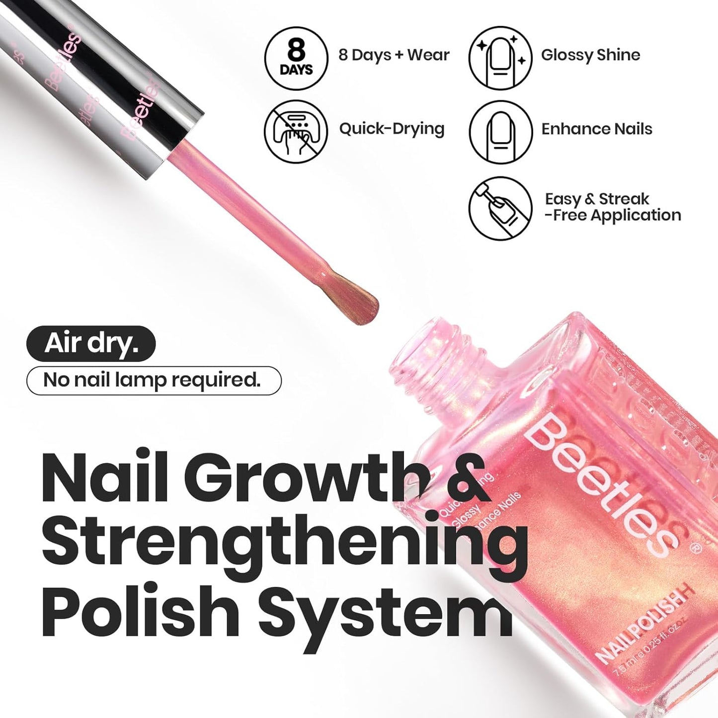 Beetles Pearl Nail Polish Set Mermaid Glow, 6 Colors Shimmer Pearl Pink Purple Quick Dry Nail Polish Long Lasting DIY Manicure Gift for Girls Women Nail Strengthener Polish-BrightBean Baby