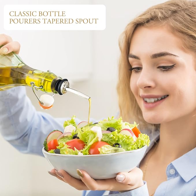 72 Pcs Stainless Steel Bottle Pourers Tapered Liquor Pourers with Rubber Dust Caps Tapered Spouts Set Bar Supplies Vinegar Bottle Dispenser Wine Liquor Spout for Oil Beer Drink Water