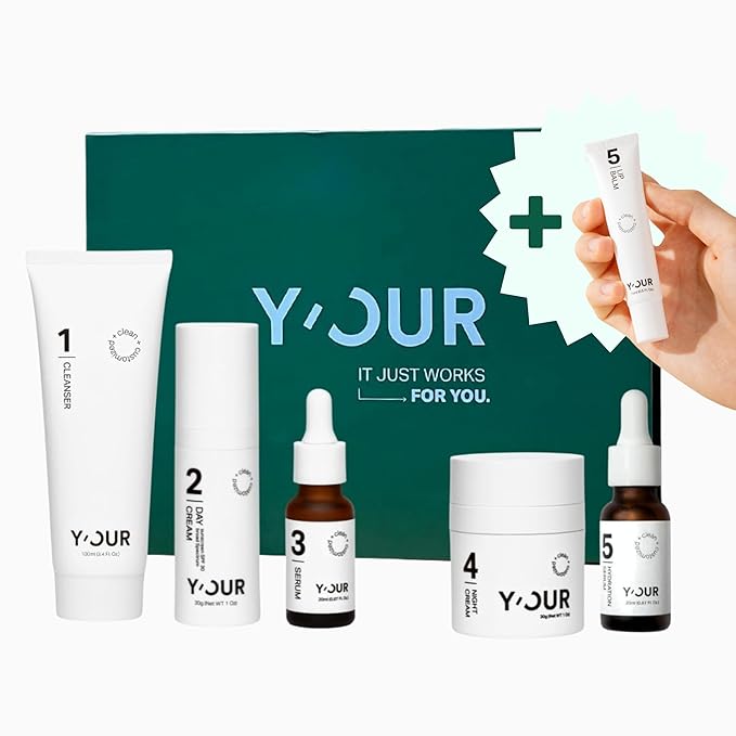 Y'OUR Skincare System, Contains: Moisturizing Cleanser, Antioxidant Day Cream, Calming Serum, Revitalizing Night Cream, Intensive Hydration Serum (Hydrating Skincare (Set of 5))-BrightBean Baby