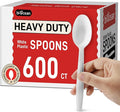600Pack Disposable Plastic Spoons Bulk White Heavy Duty Plastic Teaspoons - Value Pack Cutlery Set For Parties, Restaurant (600SPOONS)
