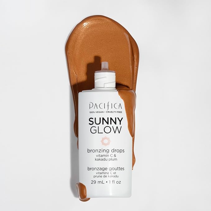 Pacifica Sunny Glow Liquid Face Bronzer Drops - Face Makeup Bronzing For Face & Cheeks for Instant Sun-Kissed Glow - Vitamin C & Glycolic Acid Infused Liquid Bronzer Illuminating Highlighting Clean-BrightBean Baby