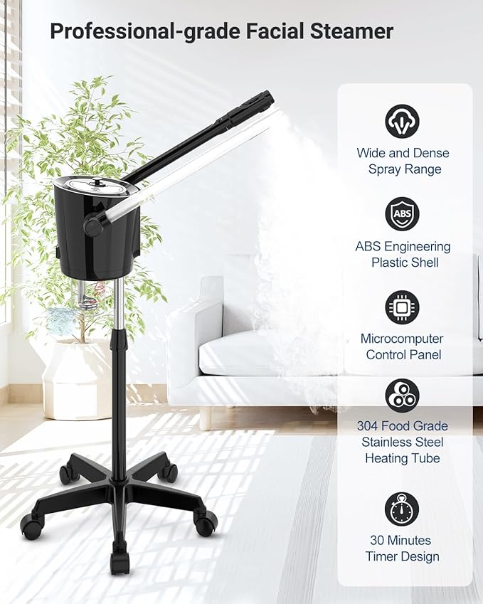 Kingsteam 2-in-1 Hot & Cold Facial Steamer with Ozone & Ionic Technology,Deep Cleansing & Moisturizing,30-Min Timer,Large Water Tank for Professional Estheticians, Beauty Salons & Home Use-BrightBean Baby