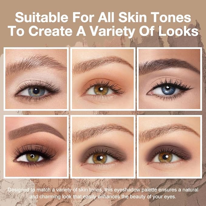 6 Colors Mini Nude Brown Neutral Eye Shadow Palette Makeup for Older Women, Matte Shimmer Eyeshadow Palette Highly Pigmented Waterproof, paleta de sombras de ojos, Vegan & Cruelty-free, 10-BrightBean Baby