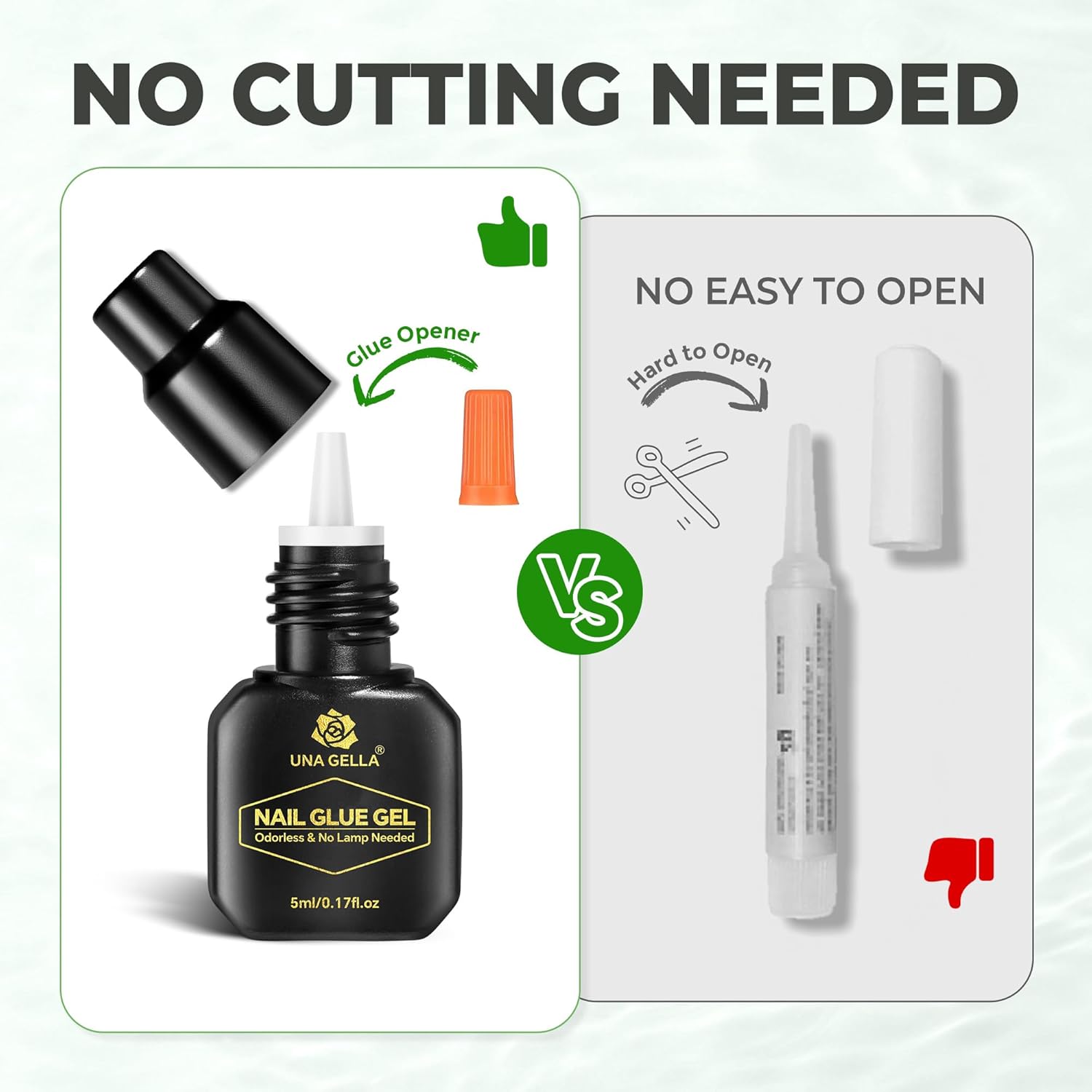 UNA GELLA Super Strong Gel Nail Glue for Press Ons: No U V Lamp Needed Glue Gel, Travel-Size 5ml Nail Adhesive for Press on Nails, Nail Tips&Acrylic Nails-Quick Dry, No Smell, Long-Lasting-BrightBean Baby