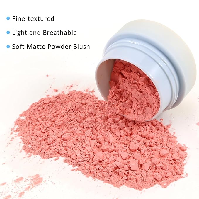 Boobeen Powder Blush for Cheeks, Air Cushion Matte Blush, Natural Highly Pigmented Blush Makeup Easy to Blend, Loose Blush Compact Long-lasting-BrightBean Baby