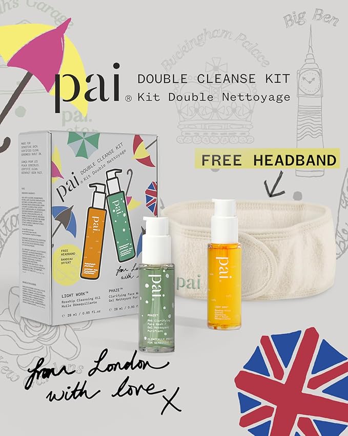 Pai Skincare London | DOUBLE CLEANSE - FROM LONDON WITH LOVE Beauty Gift Set. Organic Face Wash, Makeup Remover & Headband, Suitable for Sensitive Skin & All Skin Types. Made In London.-BrightBean Baby