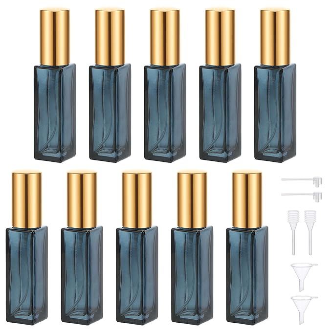 Segbeauty Atomizer Sprayer for Perfume, 10 Packs Glass Perfume Bottles Empty, 10ML Travel Refillable Perfume Bottle Portable Sprayer Atomizer Travel Accessory Toiletries Cosmetic Dispenser Bottle-BrightBean Baby