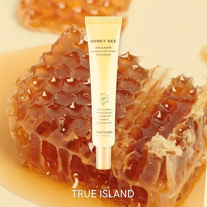 Honey Bee Collagen Fine Line Firming Eye Cream for Puffiness and Bags Under Eyes w/Vitamin C, 4 Peptides & Niacinamide | Bright and Tight Under Eye Cream for Dark Circles 1.01 fl oz-BrightBean Baby