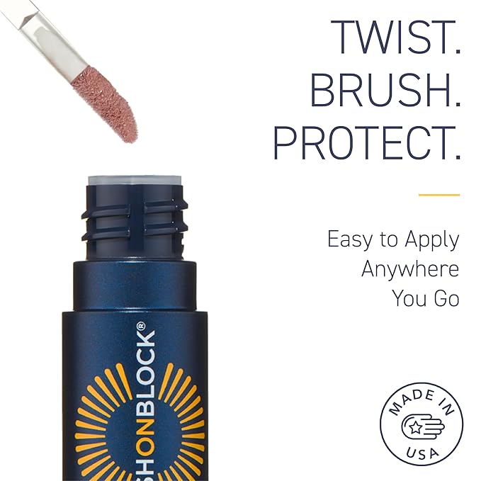 Brush On Block Sun Shine Protective Lip Oil SPF 30, Mineral Protection from UVA/UVB & Blue Light, Hydrating, Cruelty-Free, Gluten-Free, & Vegan, Fig-BrightBean Baby