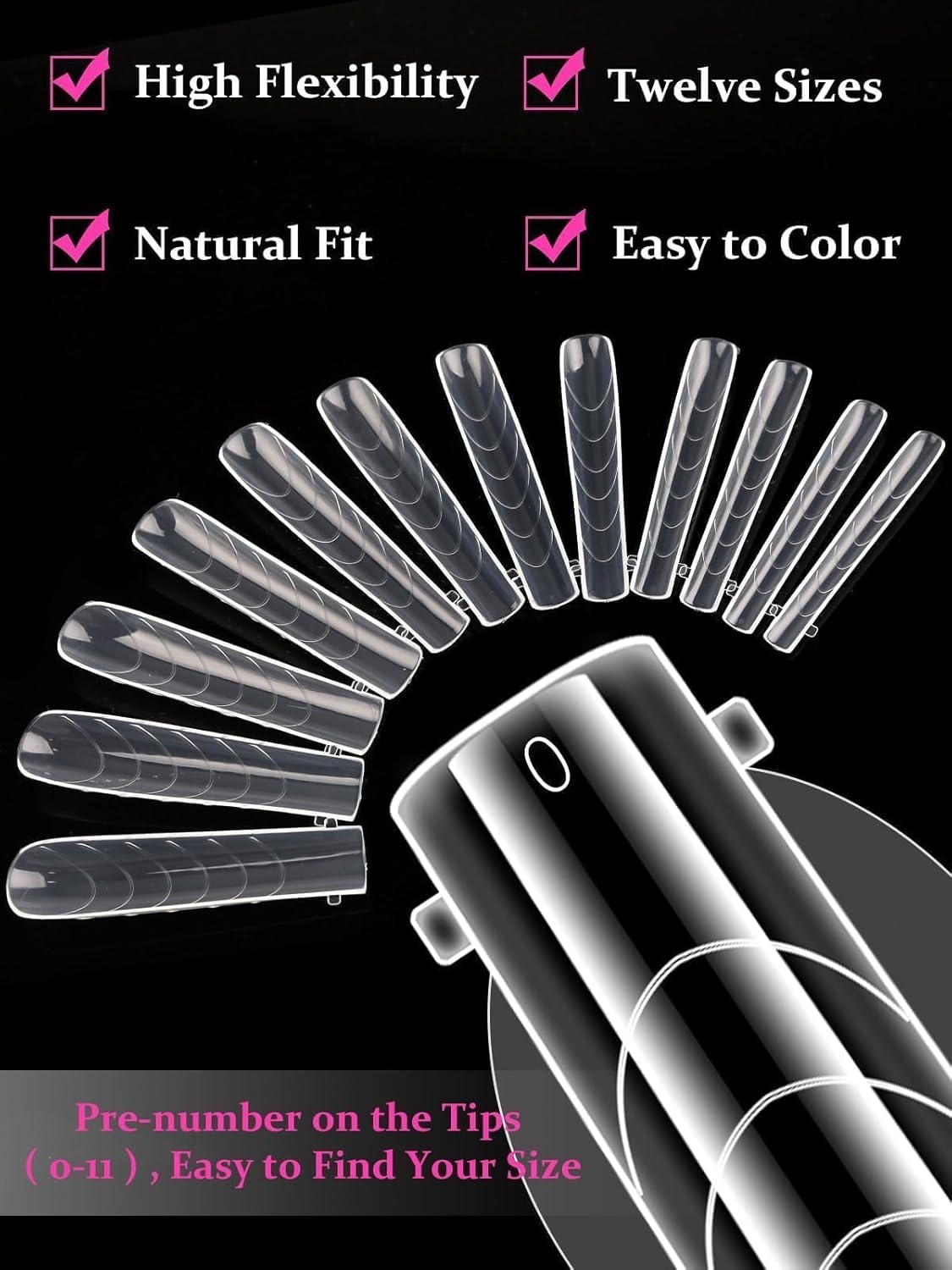 EBANKU Coffin Dual Nail Forms for Poly Extension Gel, 120 PCS Structure Builder Nail Gel Nail Molds for Solid Nail Gel Glue Poly Gel Nail Art Design Salon&DIY-12 Sizes-BrightBean Baby