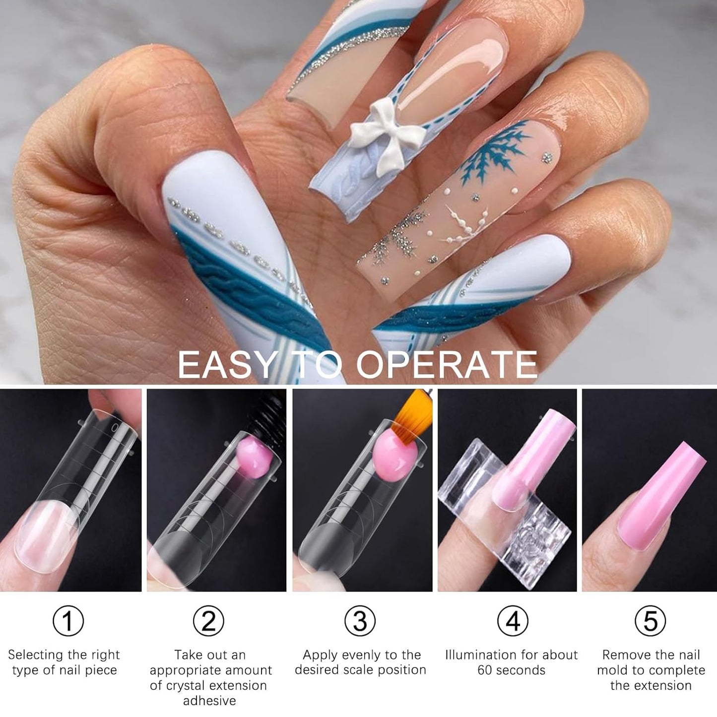 120 Pcs Poly Extension Gel Dual Nail Forms Nail Molds With Scale Builder Coffin Nail for Gel Manicure Nail Art Design Salon DIY at Home (Long Square Head Frosted Dual Nail Forms Set)-BrightBean Baby