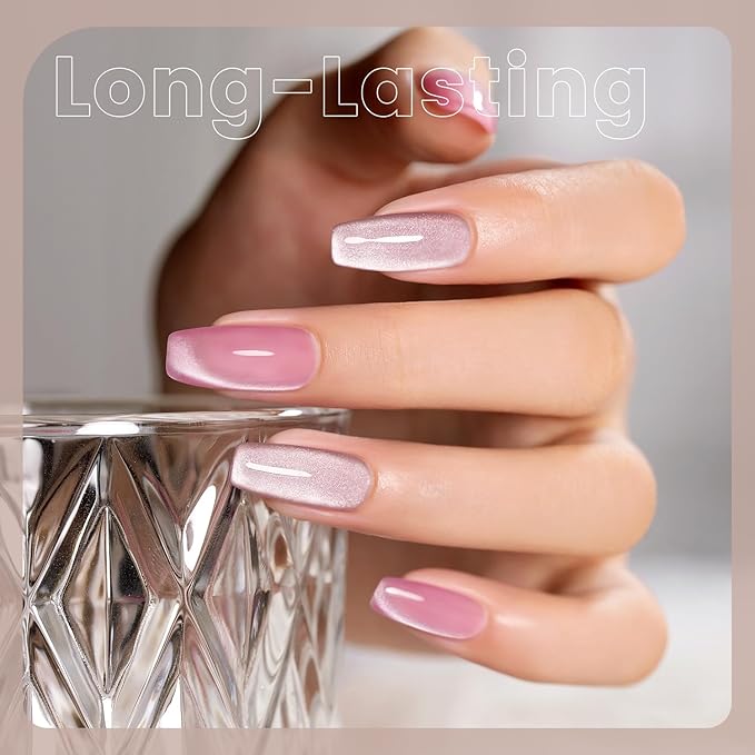 RARJSM Nude Glitter Cat Eye Gel Nail Polish Set 6Pcs Ceramics Pink Light Purple Brown Velvet Shimmer Smoothie Cateye Gel Polish with Magnetic Stick UV LED Curing Require Home Salon Nail Design-BrightBean Baby