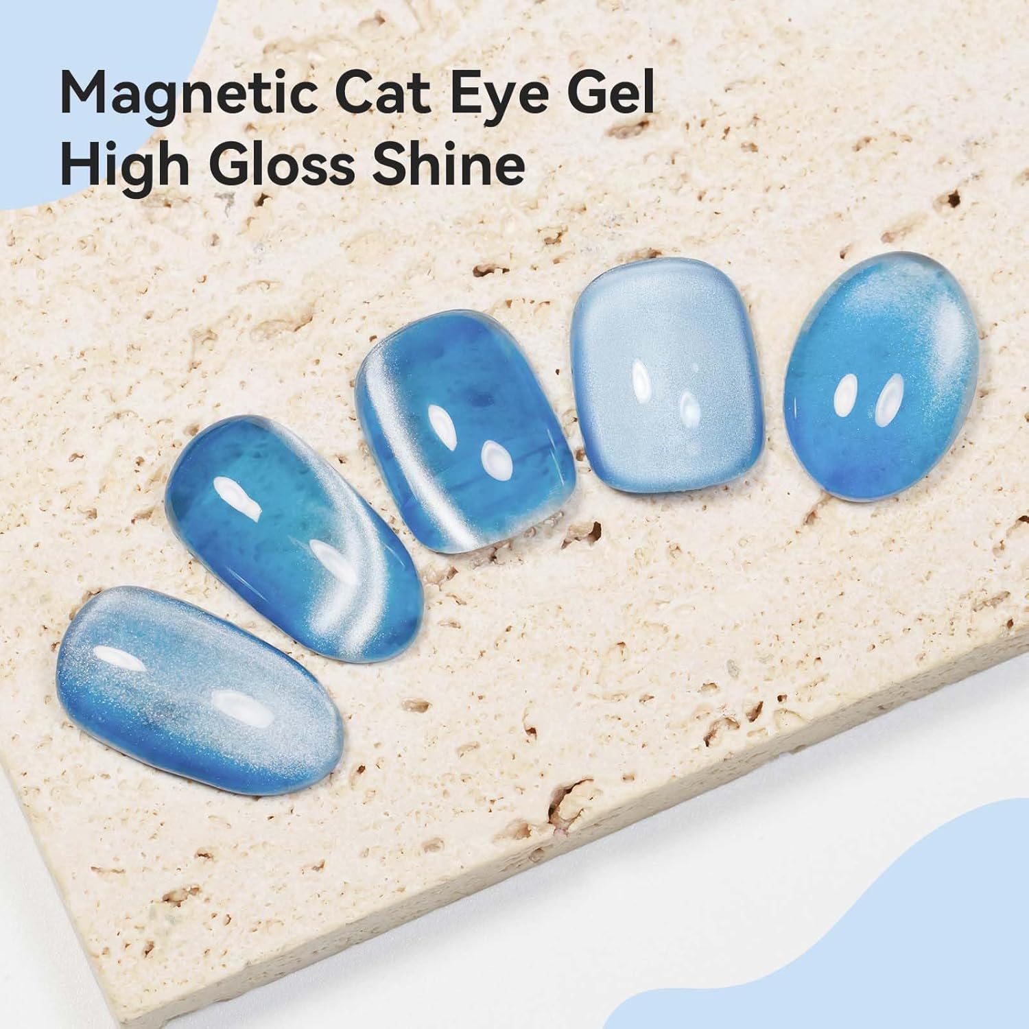 Moonlight Cat Eye Gel Nail Polish 12ML Blue Glitter Magnetic Gel Polish Velvet Ceramic Effect Crystal Shimmer Cateye Soak Off Manicure Salon At Home 1Pc-BrightBean Baby