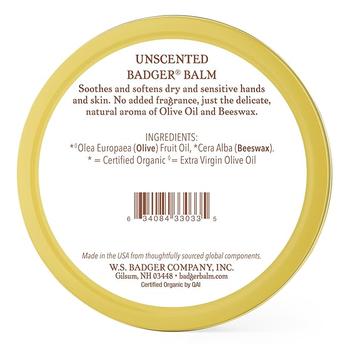 Badger - Unscented Dry Skin Balm, Sensitive Skin Balm, Moisturizing Balm for Dry Cracked Skin, Unscented Balm, Skin Moisturizer Balm, 2 oz-BrightBean Baby