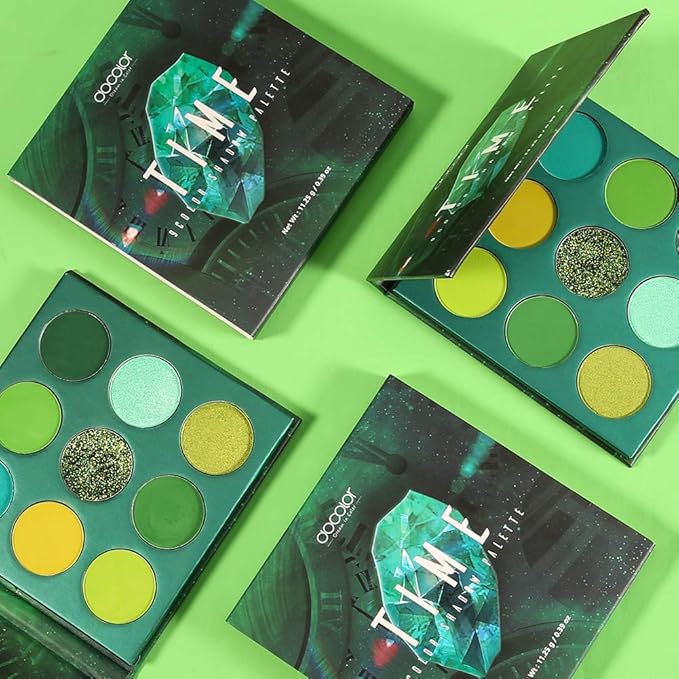 docolor Eyeshadow Palette 9 Colors Green Eyeshadow Gemstone Shadow Palette Highly Pigmented Mattes Shimmers Smokey Glitter Cream Colorful Powder Long Lasting Waterproof Makeup Palette-BrightBean Baby