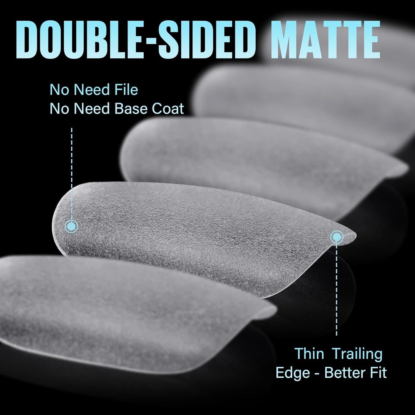 TOMICCA Short Oval Nail Tips, 240Pcs 15Sizes Double Sided Matte Nail Tips for Manicure, Acrylic Full Cover Fake False Press on Nails for Home DIY Art-BrightBean Baby