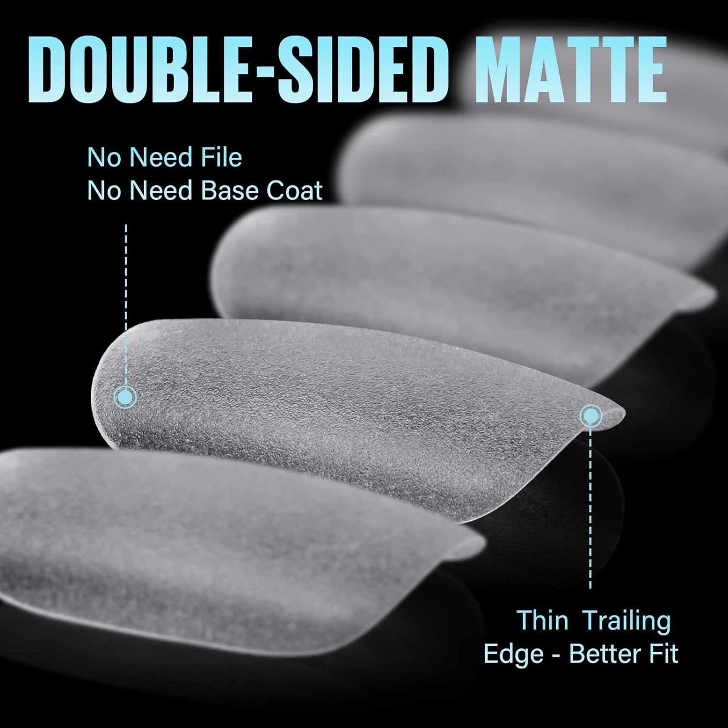 TOMICCA Short Oval Nail Tips, 240Pcs 15Sizes Double Sided Matte Nail Tips for Manicure, Acrylic Full Cover Fake False Press on Nails for Home DIY Art-BrightBean Baby