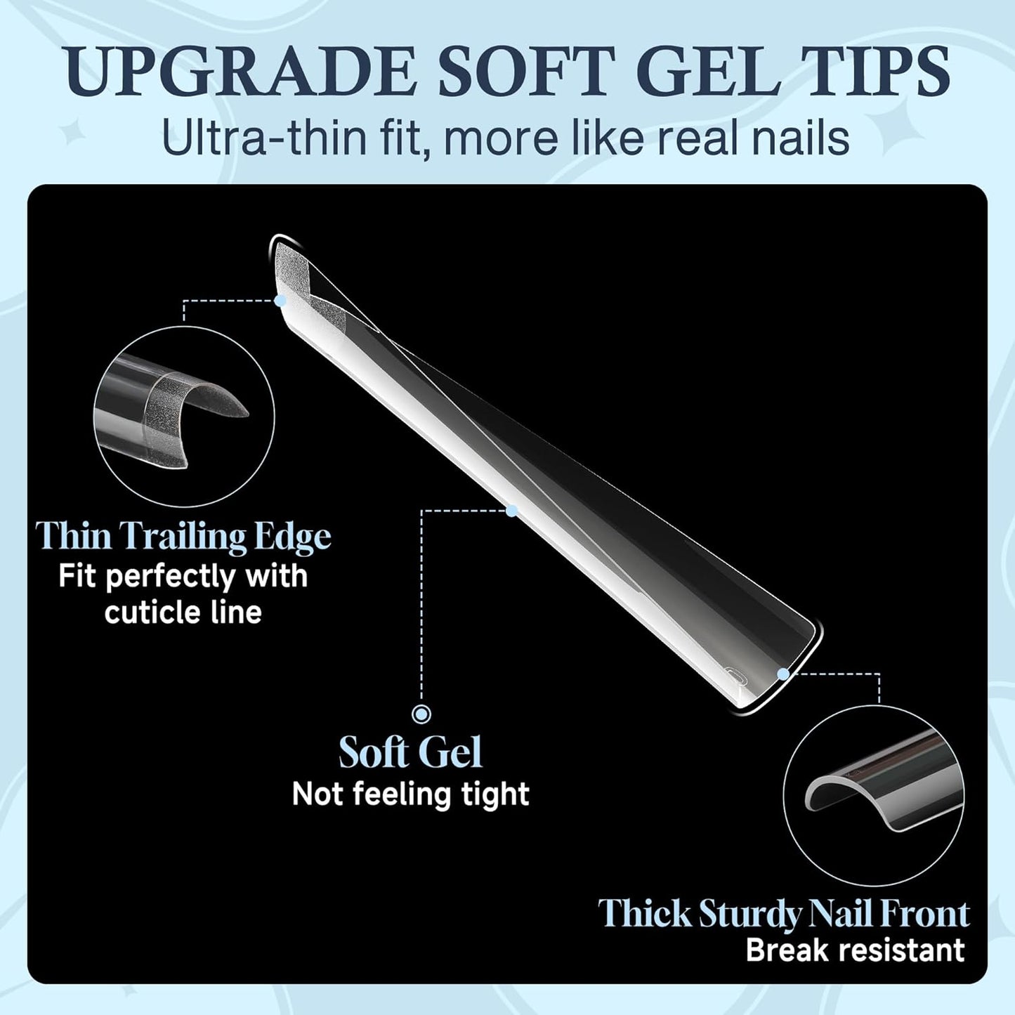 504PCS No C Curve Nail Tips Square XXL Extra Long Tapered Square Nail Tips for Acrylic Nails Professional 12 Sizes Half Cover Straight Clear Fake Nails for Nail Extensions Salons DIY at Home-BrightBean Baby