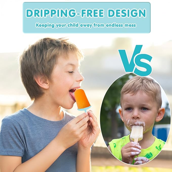 Miaowoof Silicone Popsicles Molds for Toddlers, 6-Cavity Non-BPA Premium Silicone Small Popsicle Molds, Ice Pop Mold with 6 Colorful Reusable Sticks for Kids (Blue)