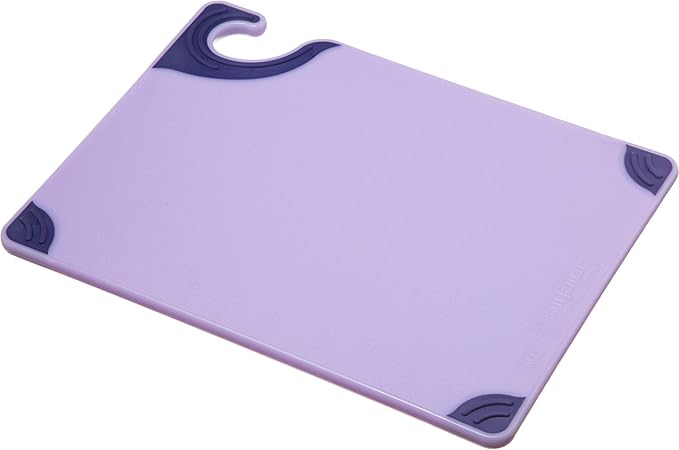 San Jamar Saf-T-Grip Plastic Cutting Board with Safety Hook, 9" x 12" x 0.375", Purple