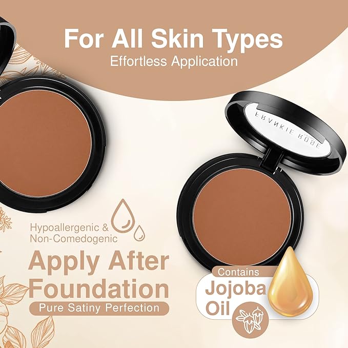 Frankie Rose Cosmetics Powder Foundation – Full Coverage Face Powder For Pores & Imperfections, Evens Out Skin Tone & Shine-Control | 58 Grams (Chestnut)-BrightBean Baby