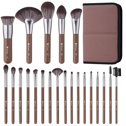 DUcare Professional Makeup Brush Set 22Pcs with Travel Case Synthetic Kabuki Foundation Brush, Face Powder Brush, Blush Brush, Concealer Brush, Eyeshadow Brushes-BrightBean Baby