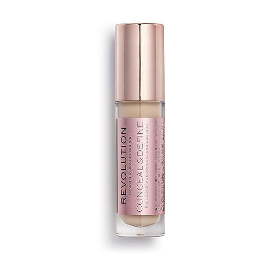 Revolution Beauty, Conceal & Define Concealer, Full Coverage & Lightweight, Long-Lasting Matte Finish, Vegan & Cruelty Free, C2 Fair to Light Skin Tones, 0.14 Oz.-BrightBean Baby