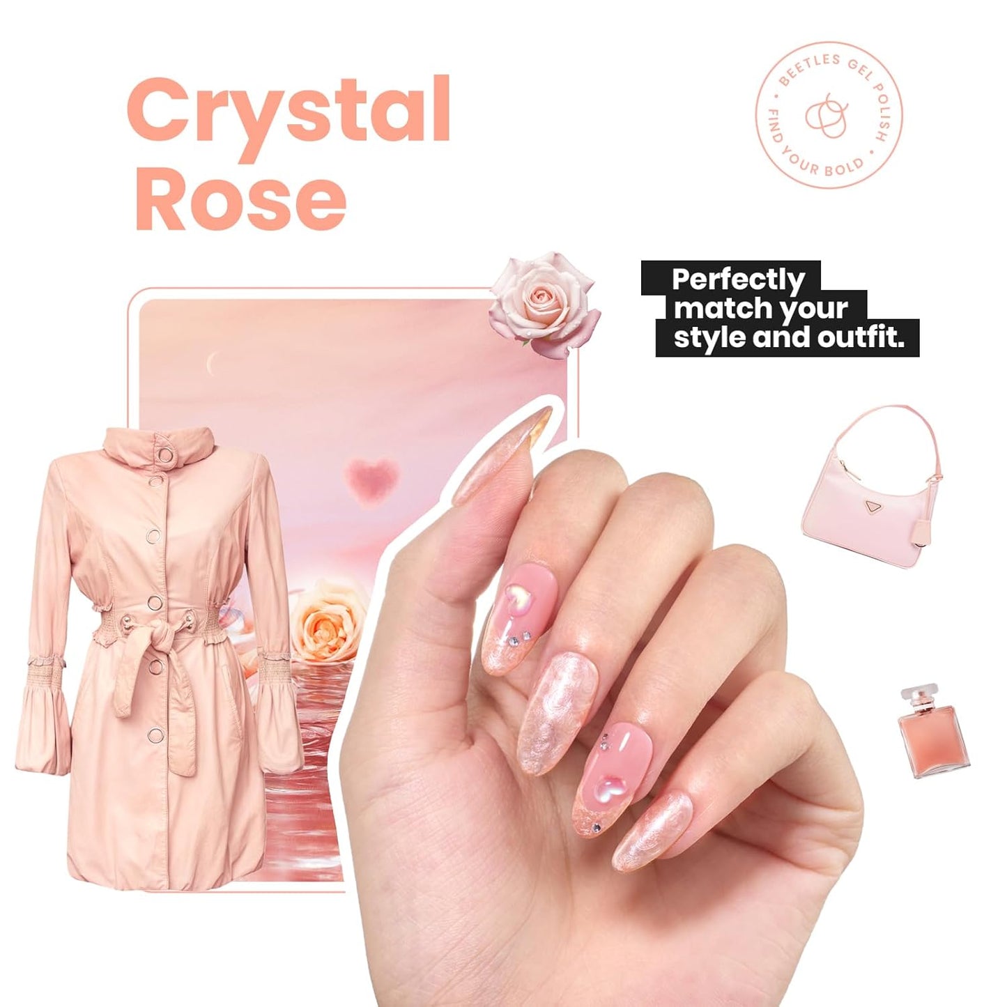 Beetles Pearly Pink Nail Polish,Fast Air Dry, No UV Needed –Perfect for Party, Long-Lasting Neutral Color for DIY At-Home or Salon Use, 15ml/0.51oz-BrightBean Baby