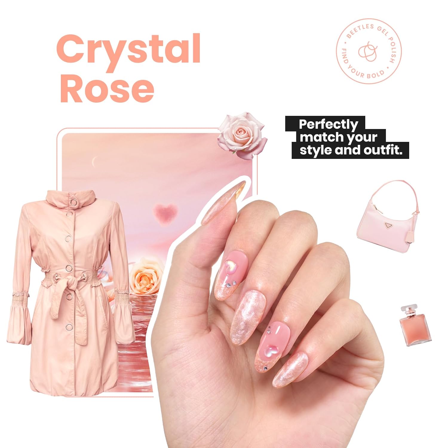 Beetles Pearly Pink Nail Polish,Fast Air Dry, No UV Needed –Perfect for Party, Long-Lasting Neutral Color for DIY At-Home or Salon Use, 15ml/0.51oz-BrightBean Baby