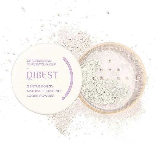 Setting Powder Loose Face Powder Lightweight Soft Smooth Brighten Minimizes Pores Long Lasting Oil Control Loose Powder Makeup For Matte Flawless Finish 01#Foggy White-BrightBean Baby