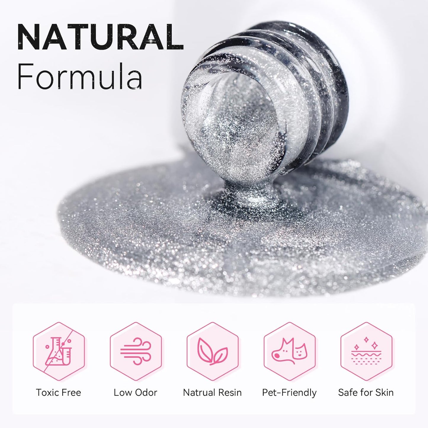 Makartt Universal Silver Cat Eye Gel Polish: Sparkle Glitter Nail Polish Holographic Magnetic Gel with Magnet DIY at Home for Beginner Easy to Use Nail Art Design Manicure 10ml-BrightBean Baby