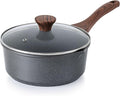 SENSARTE Nonstick Sauce Pan with Double Spout 3.0 Quarts - Swiss Granite Coating with Lid