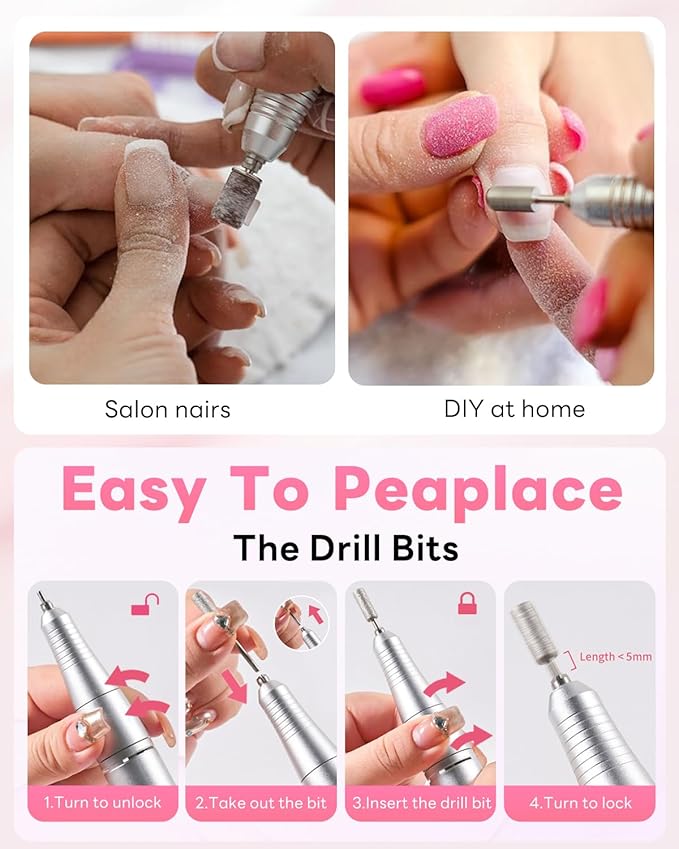 CozyZen Cordless Nail Drill Professional: 45000 RPM Rechargeable Electric Nail File Kit, Portable & Low Noise for Acrylic, Gel Nails, Manicure & Pedicure - Salon & Home Use-BrightBean Baby