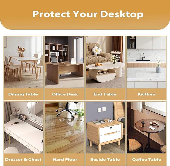 Frosted Table Protector 42 x 60 Inch, 1.9mm Thick Waterproof PVC Plastic Table Cover, Durable Table Pad for Dining Room, Kitchen, Writing Desk, and Coffee Tables