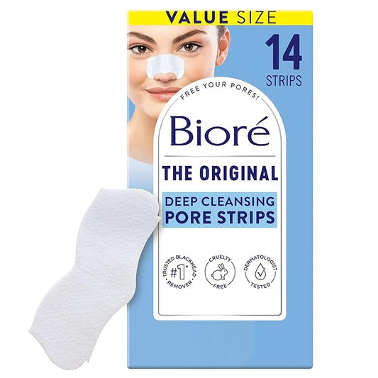 Bioré Original Blackhead Remover Strips, Deep Cleansing Nose Strips With Instant Pore Unclogging, Features C-Bond Technology, Oil-Free, Non-Comedogenic Use, 14 Count-BrightBean Baby