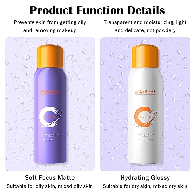 2PCS Makeup Setting Spray for Face,Waterproof Setting Spray for Makeup,Long Lasting Oil Control Finishing Holding Face Mist,Refreshing Hydrating Glossy and Matte Fixing Facial Mist Make Up Set A1-BrightBean Baby