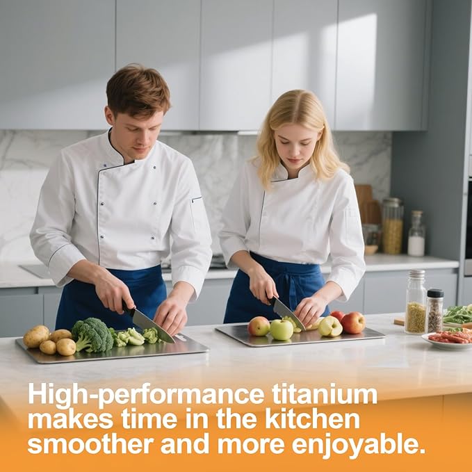 100% Pure Titanium Cutting Boards for Kitchen, Titanium Cutting Board Set of 3, 2025 New Food-Grade Chopping Board for Easy to Clean and Will Not Absorb Odors