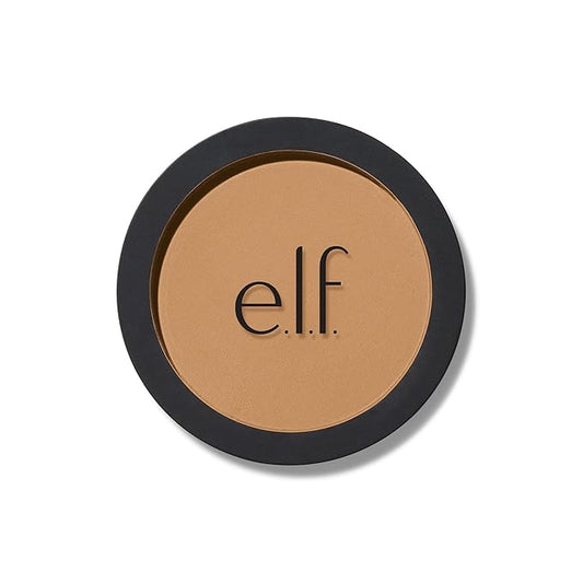 e.l.f. Primer-Infused Bronzer, Long-Lasting, Lightweight & Buildable Powder Bronzer, Delivers A Matte Finish, Vegan & Cruelty-Free, Tan O' Clock-BrightBean Baby