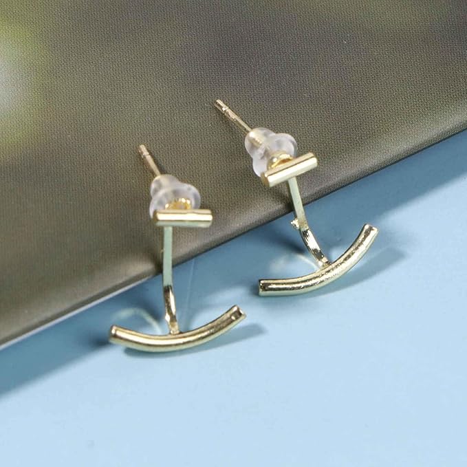 Boho Bar Ear Jacket Earrings Gold Stick Studs Earrings Minimalist Geometric Earrings Bar Ear Crawlers Earrings Jewelry for Women and Girls-BrightBean Baby