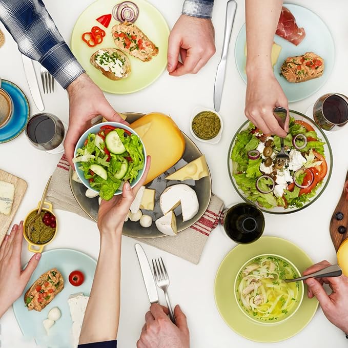 SANTUO Stainless Steel Dinner Forks Set - 16 Piece Top Food Grade Silverware Set with Round Handle, Mirror Finish & Dishwasher Safe - Silver 8 Inches