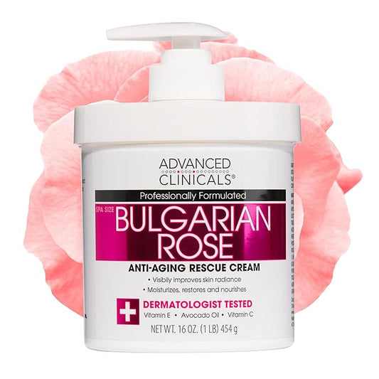 Advanced Clinicals Bulgarian Rose Lotion For Women | Rose Scented Vitamin C Body Lotion Cream | Visible Anti Aging Vitamin E Moisturizer Body Butter Improves Look Of Sagging Dry Skin & Texture, 16 Oz-BrightBean Baby
