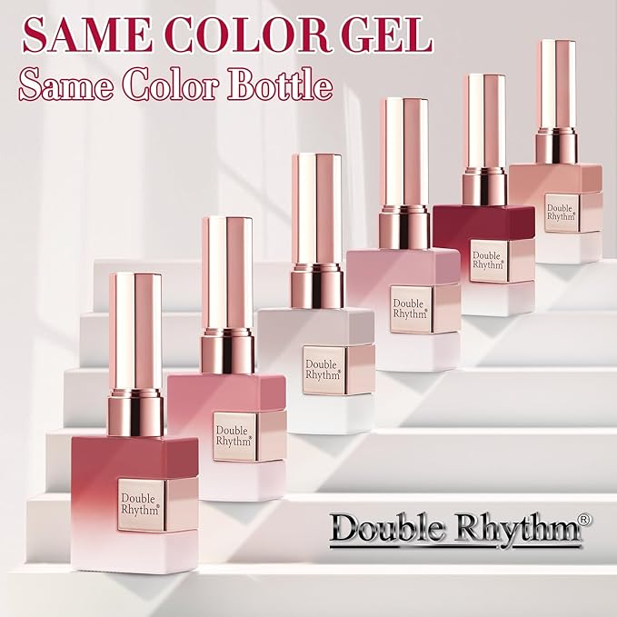 Double Rhythm 6 Pcs 15 ML Gel Polish Set Same Color Same Bottle Soak Off Gel Polish Kit Nail Art Manicure Salon DIY at Home for Women (Jelly Translucent Rose Pink Burgundy Red-T6-2)-BrightBean Baby