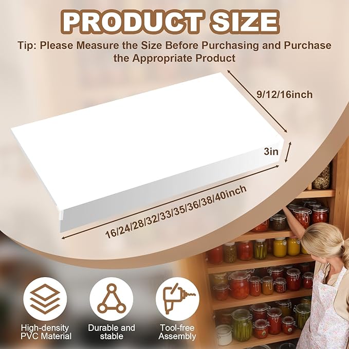 5 Pcs Wire Rack Covers 24x16x3 inch PVC Pantry Shelf Cover 0.31 inch Thick Removable Closet Wire Rack Shelf Covers,Decoration Kitchen Bathroom Office Shelving (Light luxury white, 24x16x3 inch)