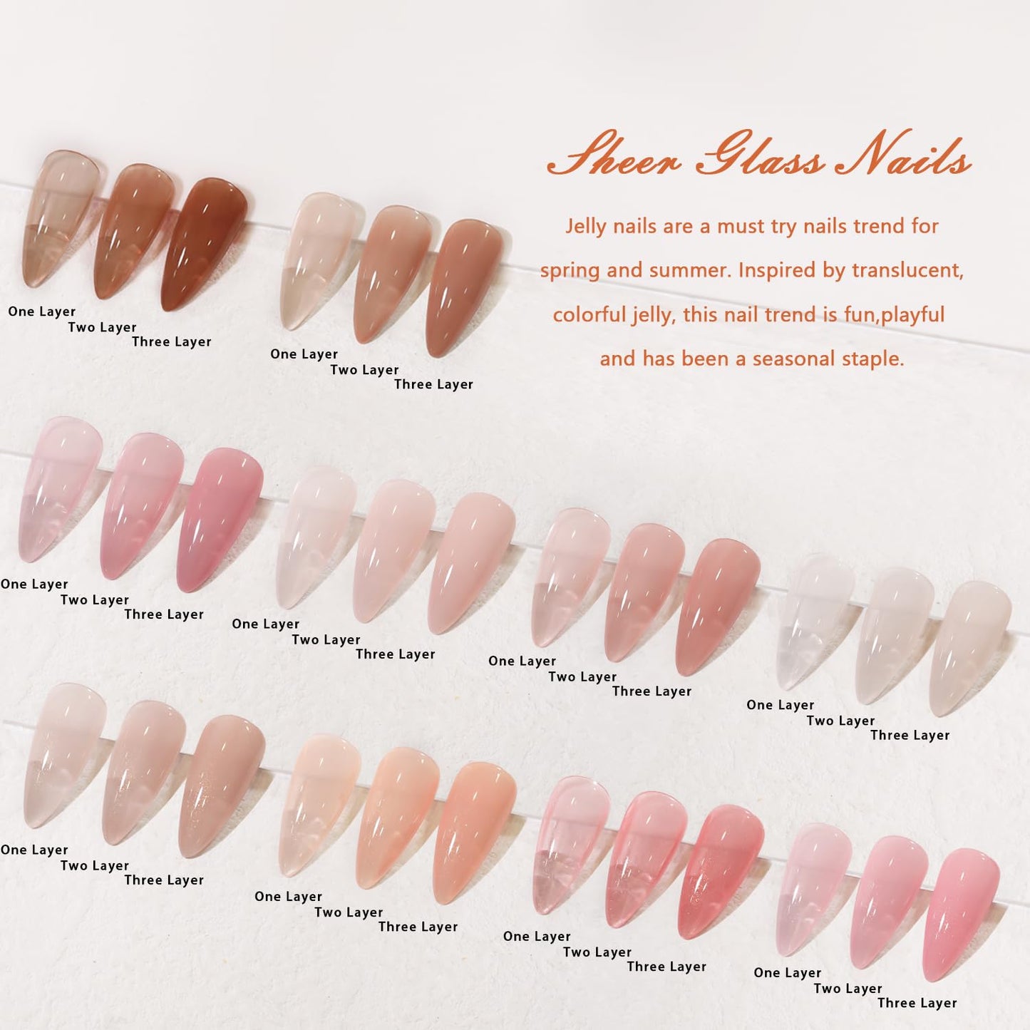 Jelly Nude Gel Nail Polish Set 10Pcs Neutral Skin Color Rose Maple Red Shimmer Gel Polish Kit Semi-Transparent Nail Polish Fall Nail Gel UV LED Soak Off Home DIY 7ml-BrightBean Baby