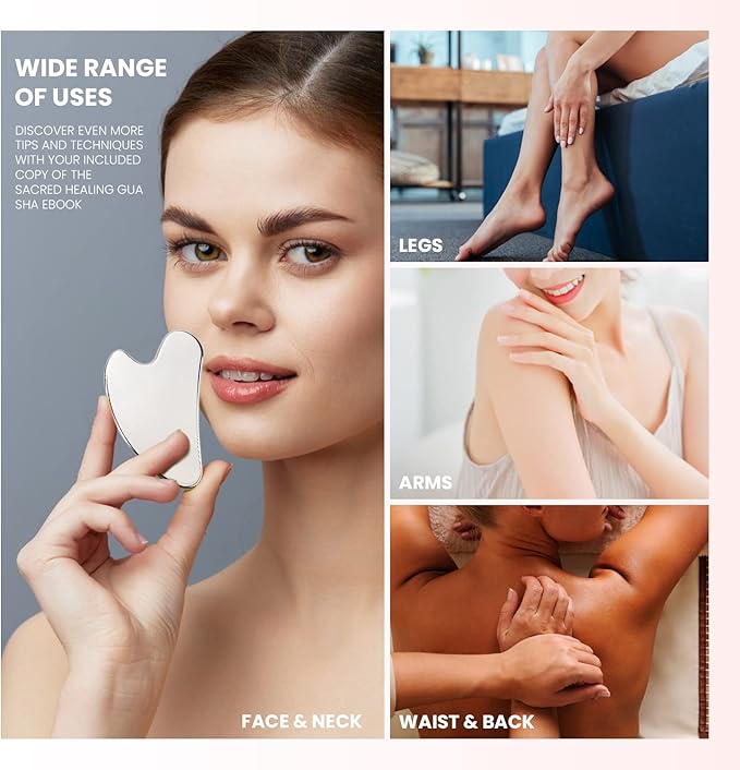 Sacred Healing Premium Stainless Steel Gua Sha Facial Tool – Enhance Beauty, Anti-Aging, Pain Relief, Lymphatic Drainage – Ideal for Home and Professional Use- Metal Gua Sha-BrightBean Baby