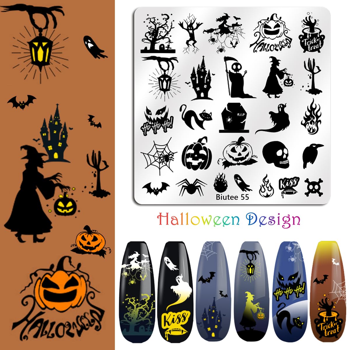 Biutee Nail Stamping Plates Set 15PCS Nail Art Stamper Scraper Nail Art Stamping Kit with Storage Bag Gift Box Nail Stamp Template Kit Lace Flower Butterfly Star Christmas Halloween Holiday Design-BrightBean Baby