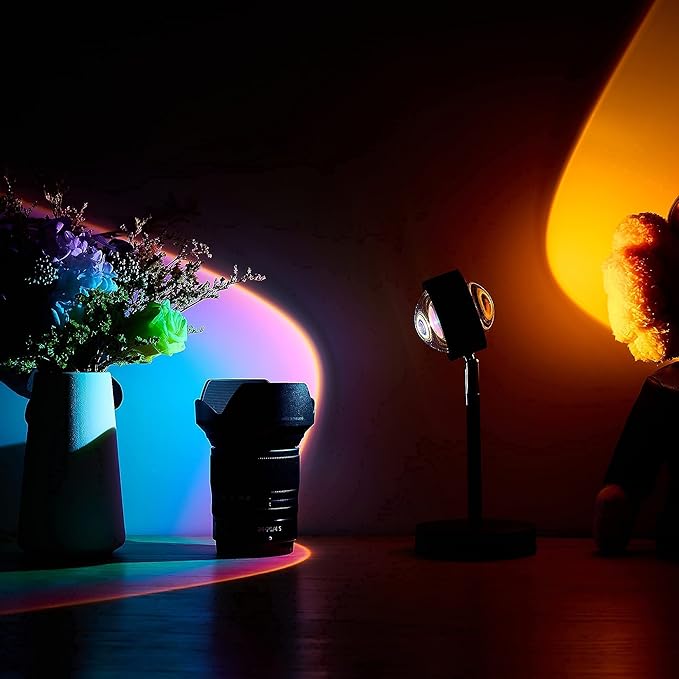 Amuou Sunset Lamp and Rainbow Lights,2 Colors in 1 Projector Sunset Light with 7 Levels of Adjustable 180 Degree Rotation Projection Led Night Light for Photography, Selfie, Tiktok and Home Decor-BrightBean Baby