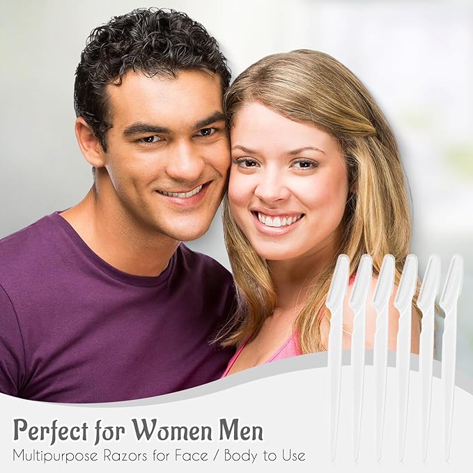 6 Pcs White Eyebrow Razor, Face Razors Multipurpose, Facial Razors for Women Men, Eyebrow Trimmers Shaver with Protective Cover, Dermaplaning Tools for Face Body Use, Facial Hair Removal Tools-BrightBean Baby