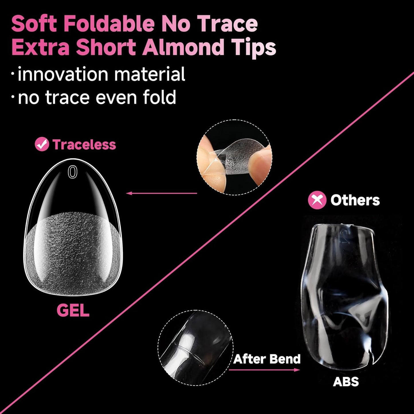 UNA GELLA Extra Short Almond Nail Tips, 312pcs XS Gel Nail Tips Almond Pre-Shaped Half Matte Full Cover No Need File Clear Fake Nails for Nails Extension Home DIY Salon 12 Sizes-BrightBean Baby